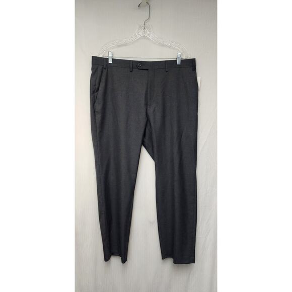 Chaps Mens Straight Leg Flat Front Dess Pants Charcoal Gray Size 38X30 NWT - Picture 2 of 5